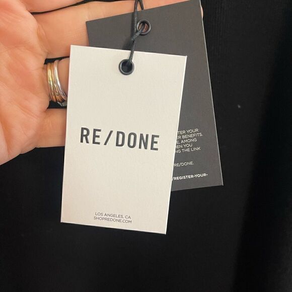 Revolve x RE/Done black Dress Eyelet Grommet Silver Metal Ribbed Cotton S. NWT - Picture 8 of 10